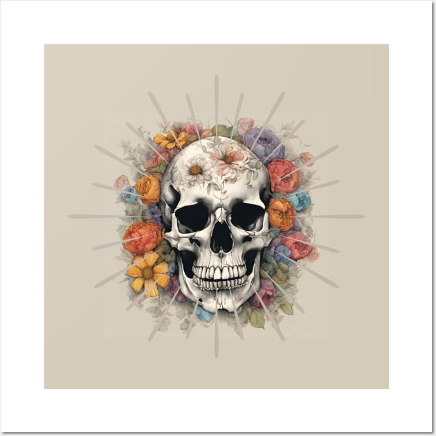 Skull with flowers Wall Art by Studio468